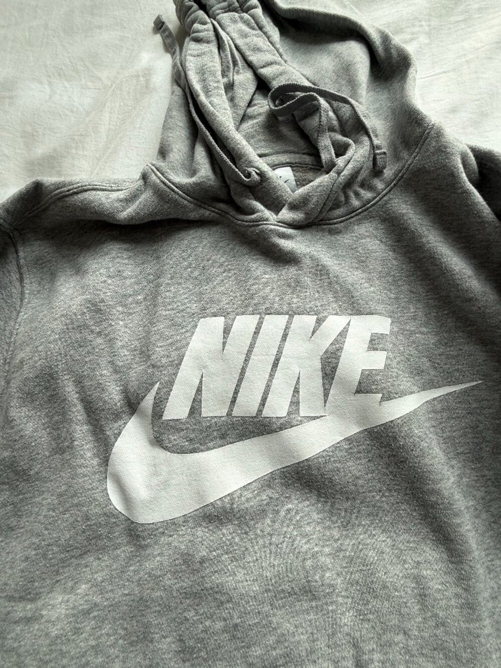 Nike Gray Pullover Hoodie Big Logo Swoosh Sweatshirt Size L